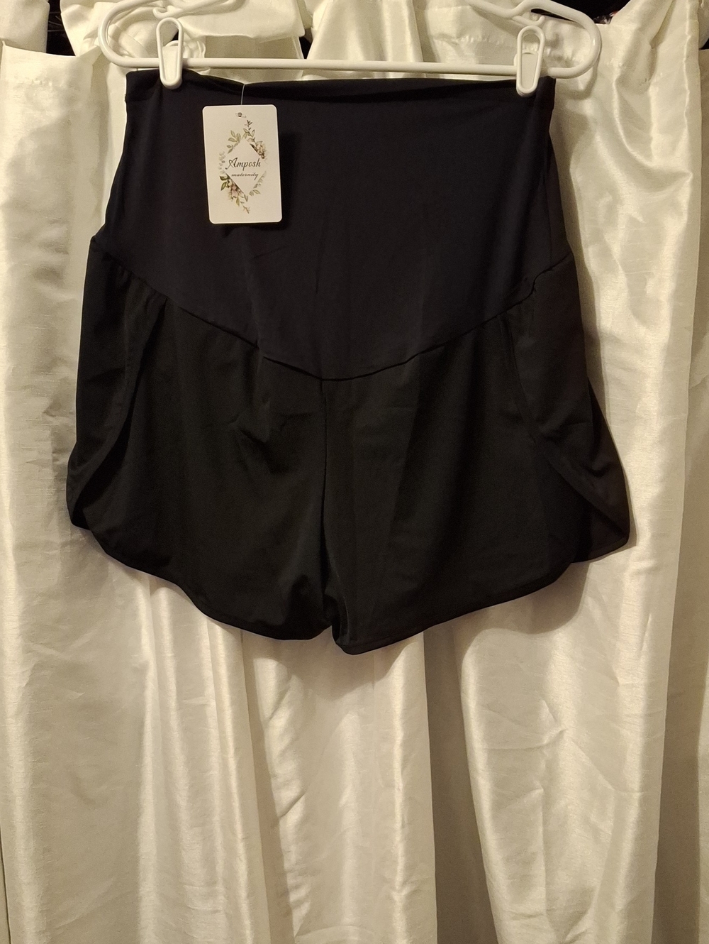 BeMaternity Black Two-Tone Maternity Athletic Shorts